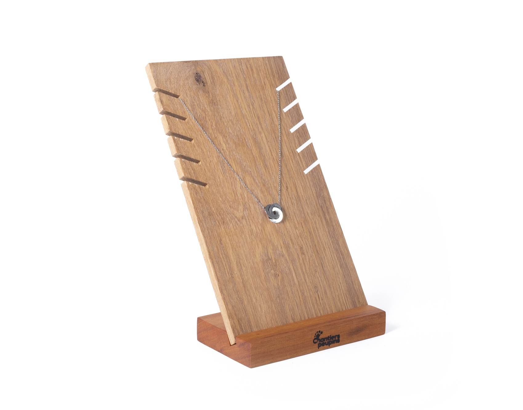 support bijou collier objets bois réemploi chantiers peupins